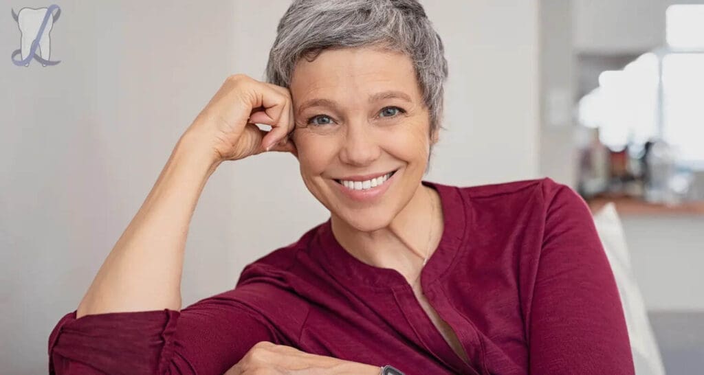 Smiling elderly woman with age-defying joy.